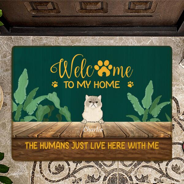 "Welcome to our house" dog and cat personalized doormat