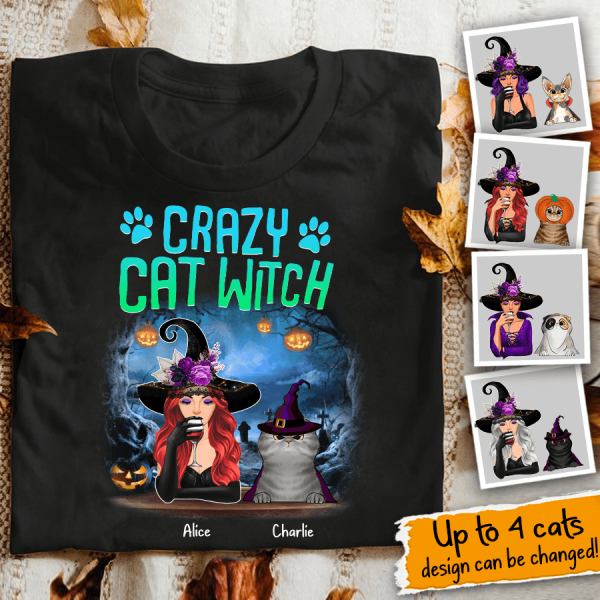 Crazy Cat Witch Personalized T-Shirt TS-HR220