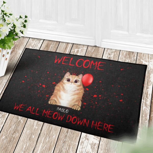Welcome We All Meow Down Here Halloween Personalized Doormat DM-TU19