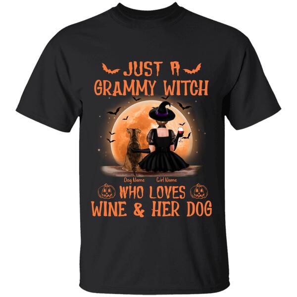 Just A Grammy Witch Who Loves Wine And Dogs Personalized T-shirt TS-NB30