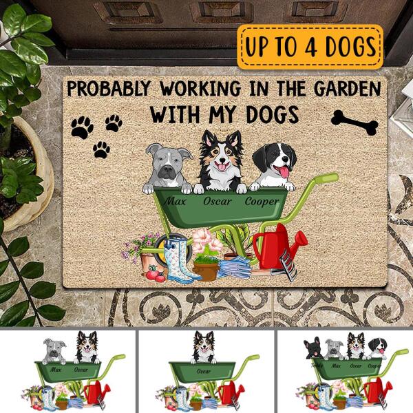 Probably Working In The Garden Personalized Dog Doormat DM-PT25