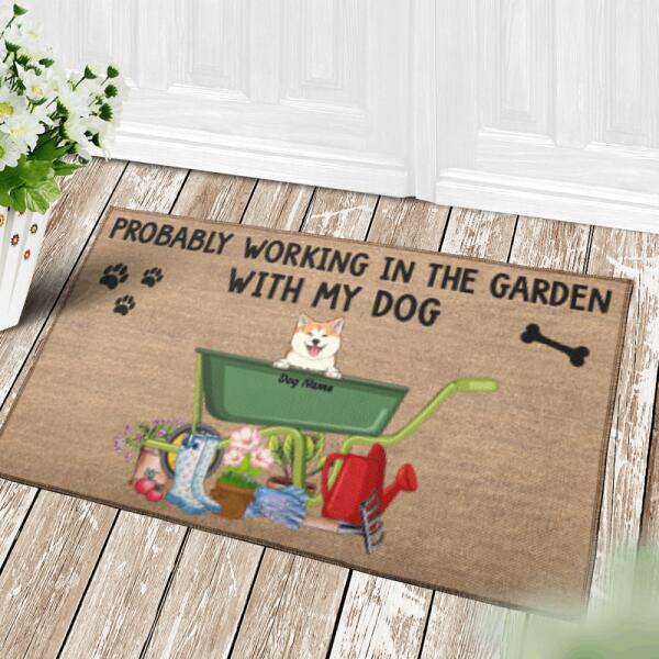 Probably Working In The Garden Personalized Dog Doormat DM-PT25