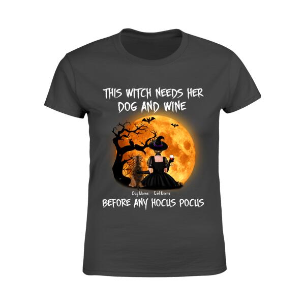 This Witch Needs Her Dog And Wine Personalized T-shirt TS-NB45