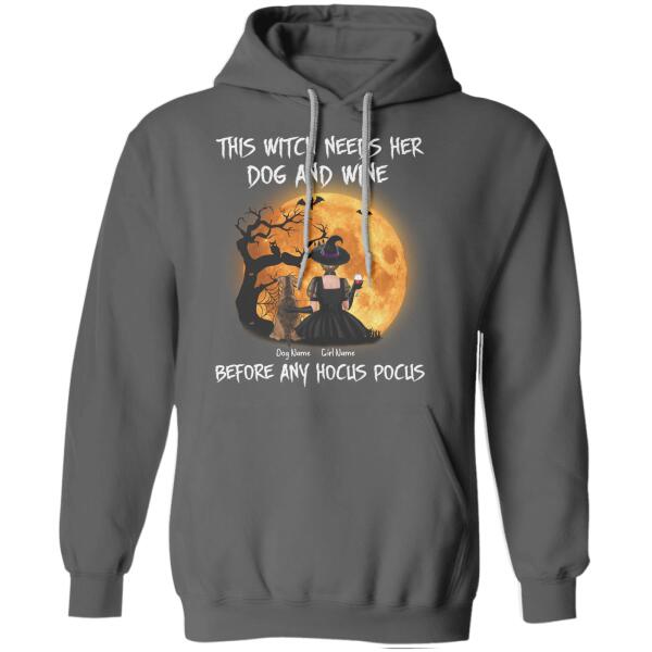 This Witch Needs Her Dog And Wine Personalized T-shirt TS-NB45