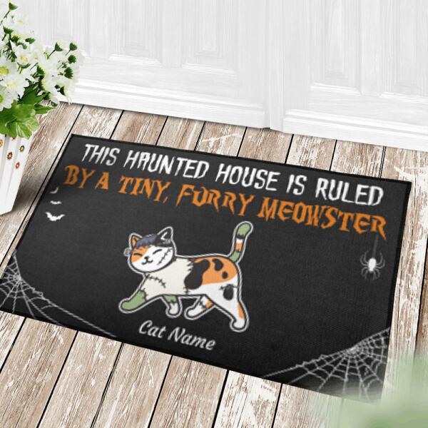 This Haunted House Is Ruled By A Tiny, Furry Meowster Personalized Cat Doormat DM-NB19