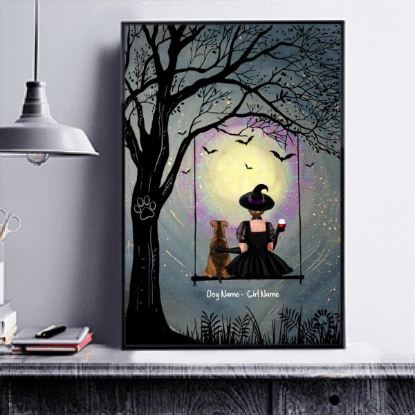 Witch On The Swing Personalized Dog Poster P-NB49