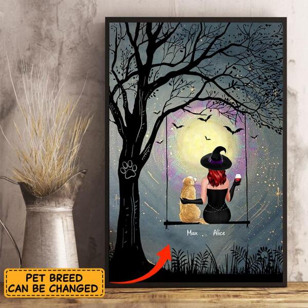 Witch On The Swing Personalized Dog Poster P-NB49