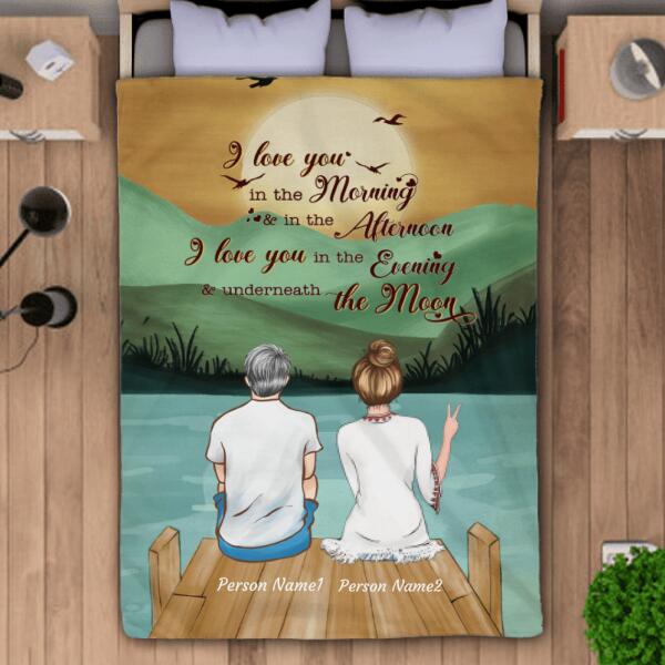 I Love You Under The Moon Personalized Couple Blanket B-NN18