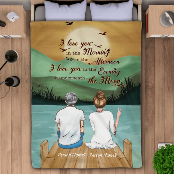 I Love You Under The Moon Personalized Couple Blanket B-NN18