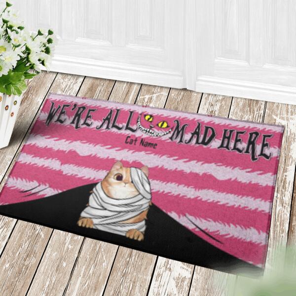 We're All Mad Here Personalized Halloween Doormat DM-NN32