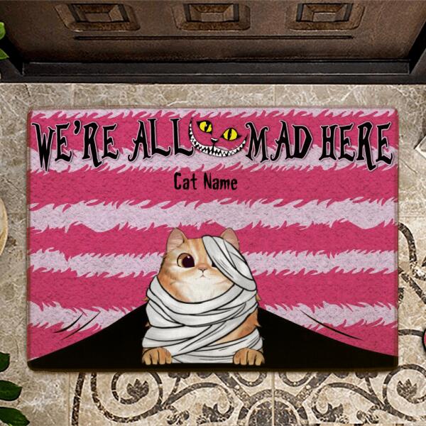 We're All Mad Here Personalized Halloween Doormat DM-NN32