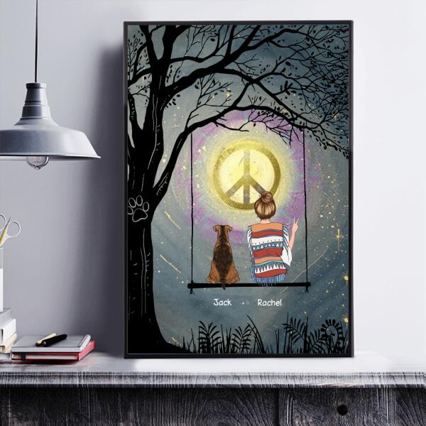 Girl & Dogs on the Swing Personalized Poster CP-TU07