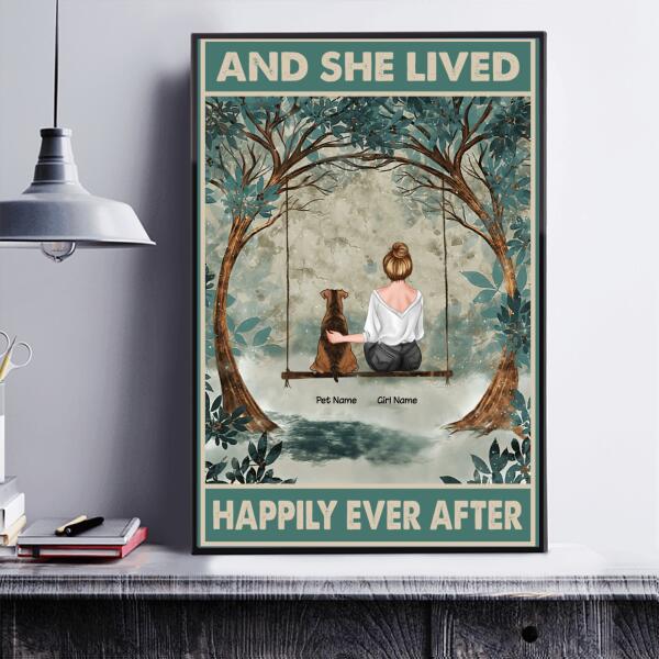And she lived happily ever after  - Girl, Dog And Cat Personalized Poster CP-TU02