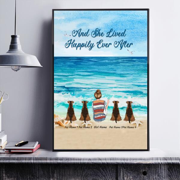 "And She Lived Happily Ever After" sea girl and dog personalized poster CP52