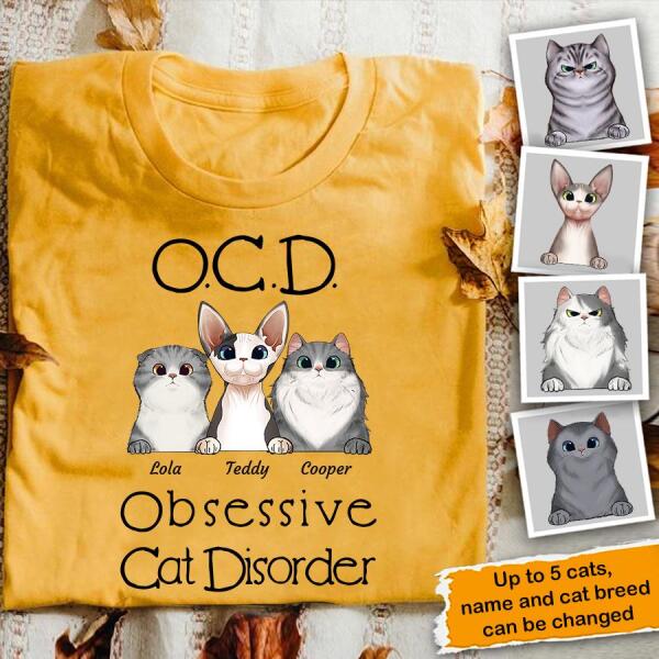 Funny Obsessive Cat Disorder Personalized T-Shirt TS-PT187