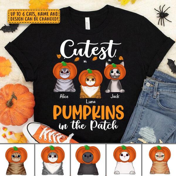 Cutest Pumpkins In The Patch Personalized Cat T-shirt TS-NN203