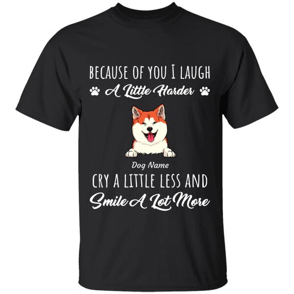 Because Of You Personalized Dog T-shirt TS-NN229