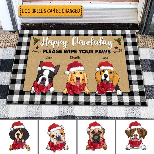 Happy Pawliday Personalized Dog Doormat DM-NB291