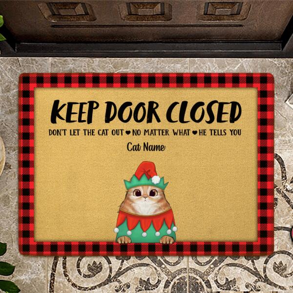 Keep Door Closed Personalized Cat Doormat DM-NB461