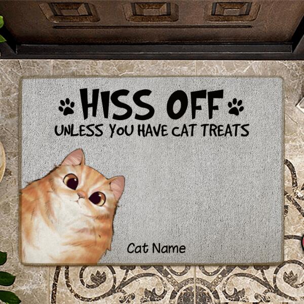 Hiss Off Unless You Have Cat Treats Personalized Doormat DM-NN656