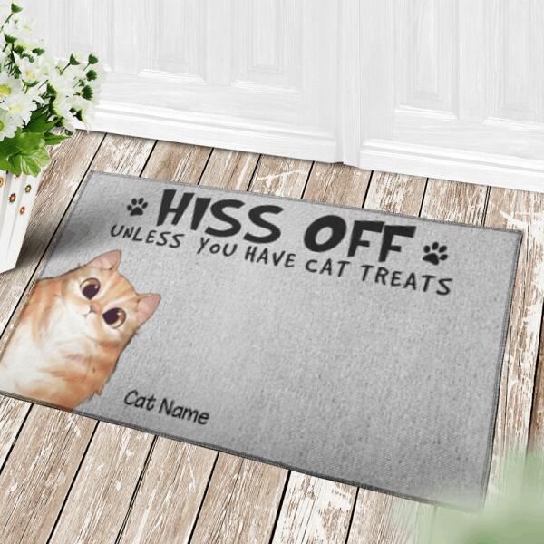 Hiss Off Unless You Have Cat Treats Personalized Doormat DM-NN656