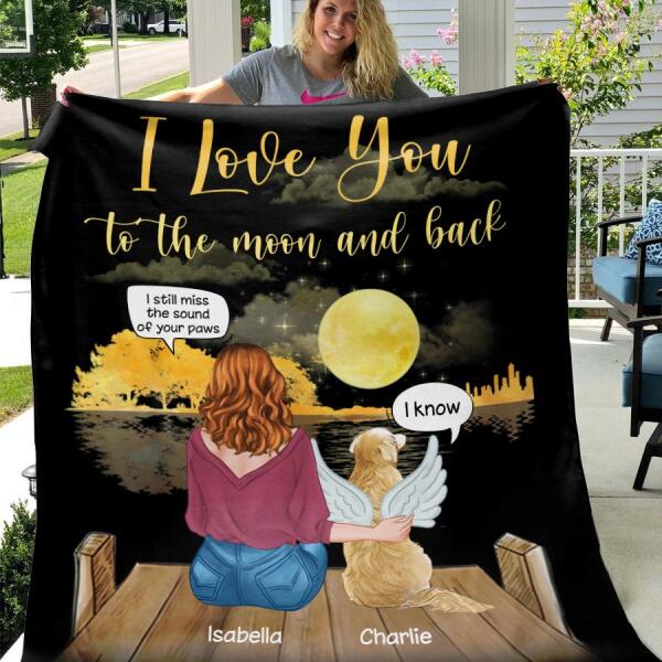 Love You To The Moon And Back Personalized Dog Blanket B-PT730