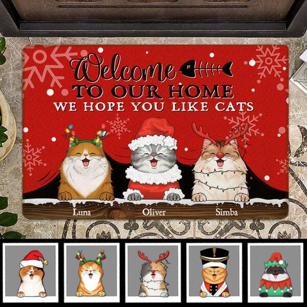 Welcome To Our Home We Hope You Like Cats Personalized Doormat DM-NN746