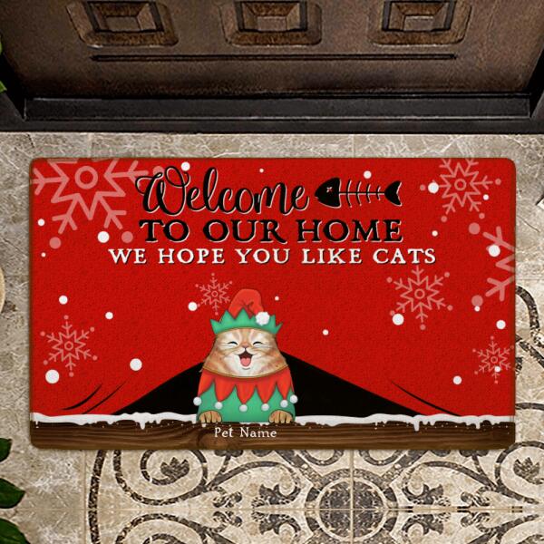 Welcome To Our Home We Hope You Like Cats Personalized Doormat DM-NN746
