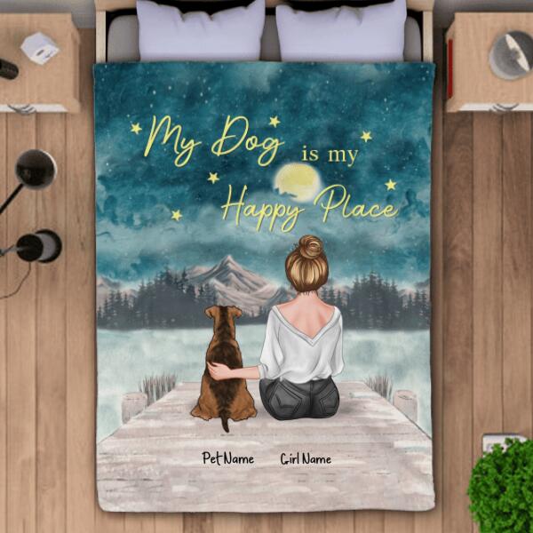 Dogs Are My Happy Place Personalized Blanket B-PT737