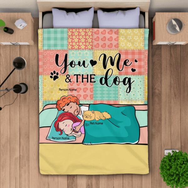 You, Me And The Cat Personalized Dog Blanket BK-GH07