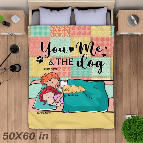 You, Me And The Cat Personalized Dog Blanket BK-GH07