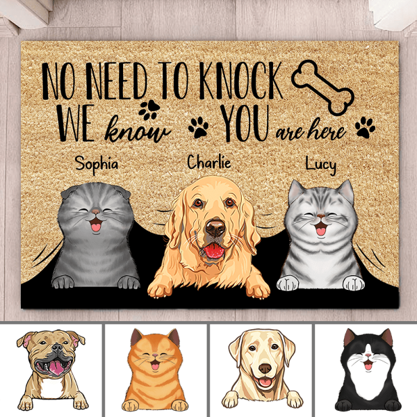 Funny The Dogs Know You're Here Personalized Doormat DM-PT809