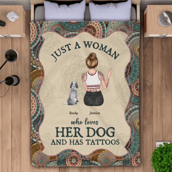 Dog Mom Has Tattoos Personalized Blanket B-PT847