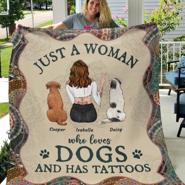 Dog Mom Has Tattoos Personalized Blanket B-PT847