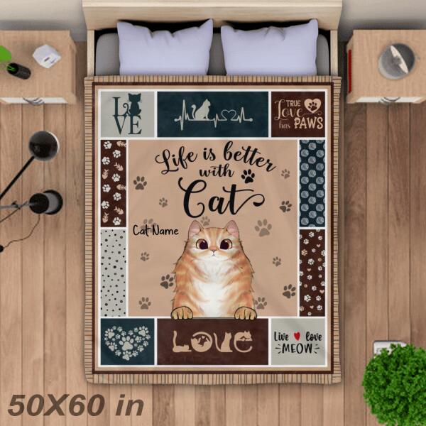 Life Is Better With Cats Personalized Blanket B-NB106
