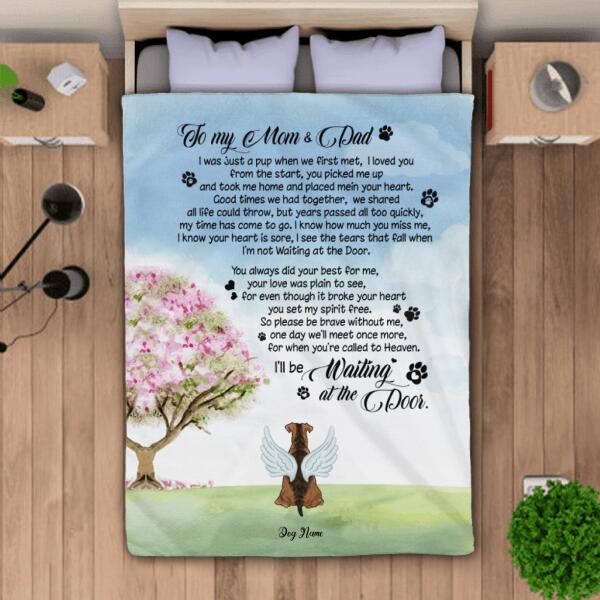 To my Mom and Dad Personalized Dog in Heaven Blanket BK-TU03