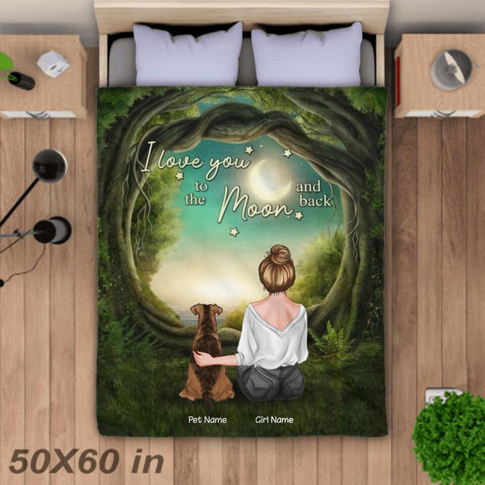 Love My Dogs To The Moon And Back Enchanted Forest Personalized Blanket B-PT1265