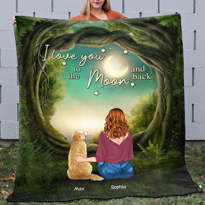 Love My Dogs To The Moon And Back Enchanted Forest Personalized Blanket B-PT1265
