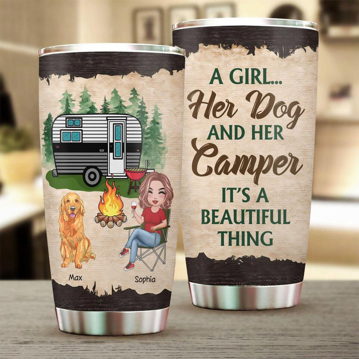 Her Dog & Her Camper It's A Beautiful Thing Personalized Tumbler T-NN1329