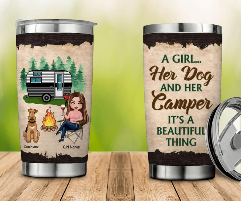 Her Dog & Her Camper It's A Beautiful Thing Personalized Tumbler T-NN1329