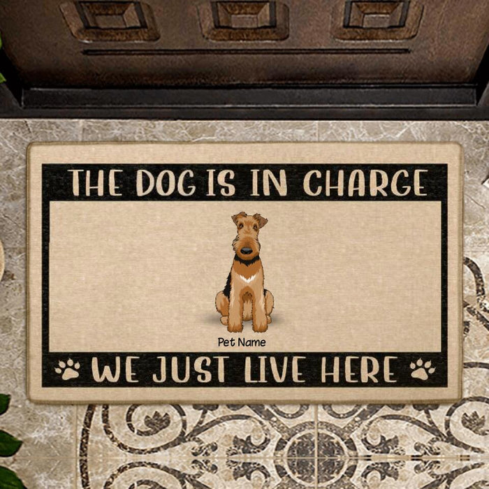 Funny The Dogs Are In Charge Personalized Doormat DM-PT1388