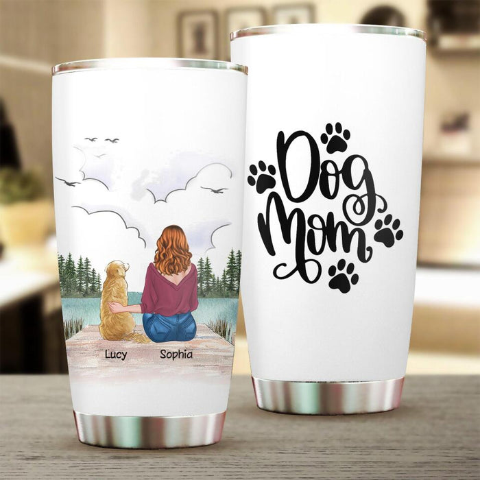 Dog Mom And Her Furbabies On The Lake Personalized Tumbler T-PT1416