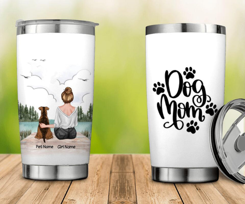 Dog Mom And Her Furbabies On The Lake Personalized Tumbler T-PT1416