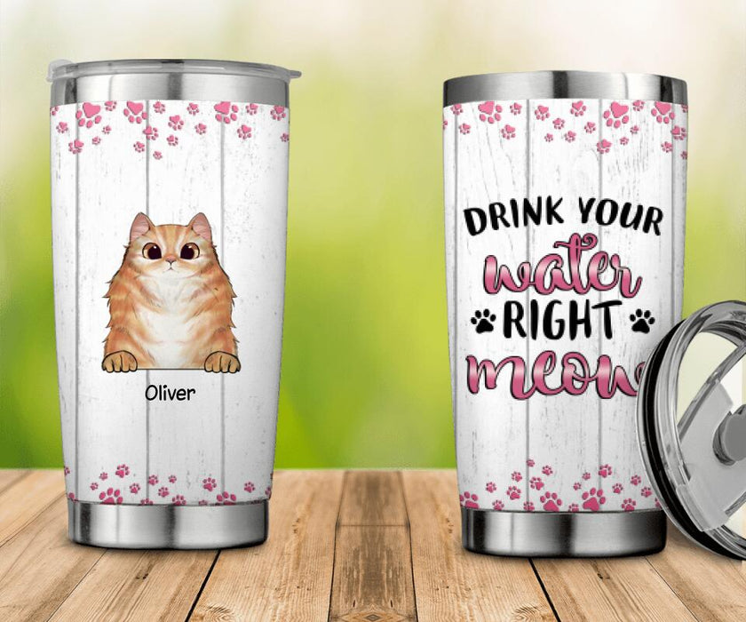 Drink Your Water Right Meow Personalized Tumbler T-NN1417