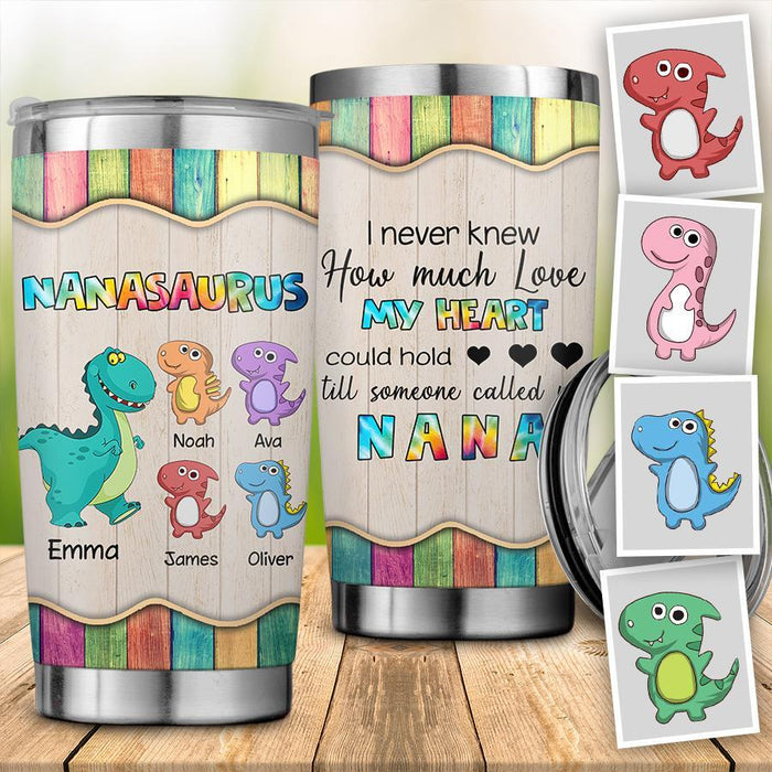 Nanasaurus I Never Knew How Much Love My Heart Could Hold Personalized Tumbler T-NN1445