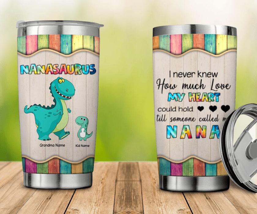 Nanasaurus I Never Knew How Much Love My Heart Could Hold Personalized Tumbler T-NN1445