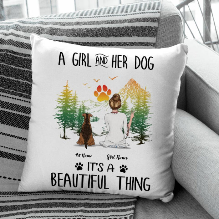 A Girl & Her Dog Personalized Pillow P-NB1699