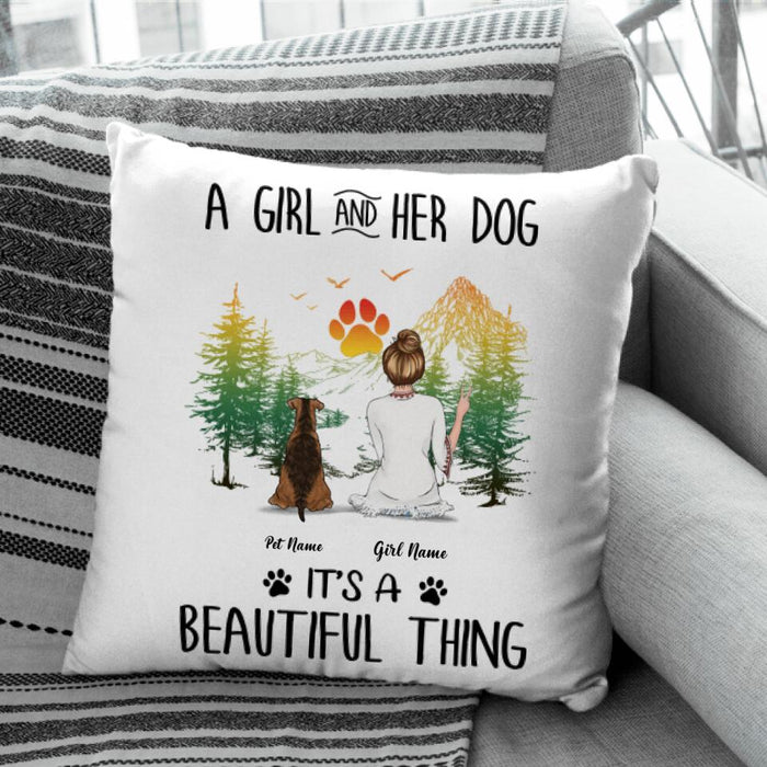 A Girl & Her Dog Personalized Pillow P-NB1699