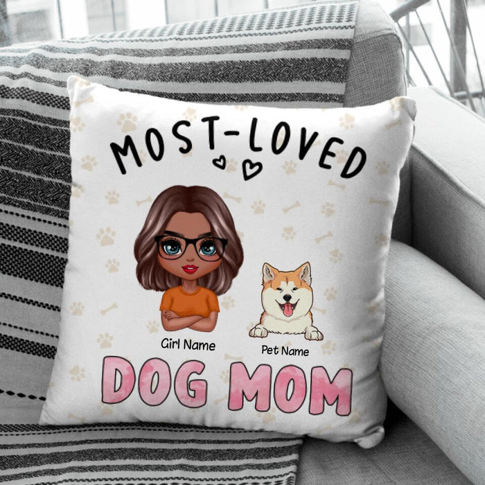 Most Loved Dog Mom Personalized Pillow P-NB1706