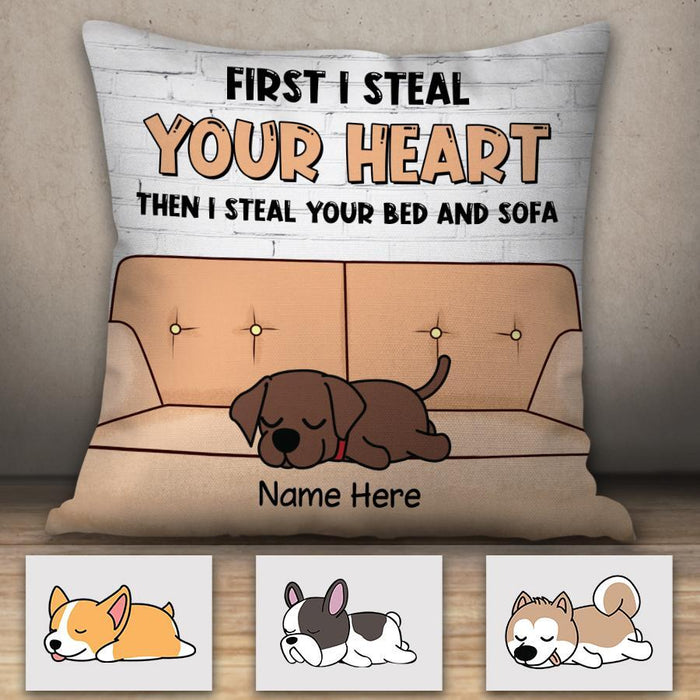 First I Steal Your Heart Then I Steal Your Bed & Sofa Personalized Pillow P-NB1709